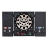 Bersaglio Freccette Elettronico con Punteggio Automatico, 12 Freccette e 6 Display, 51x6.5x57cm, Nero
