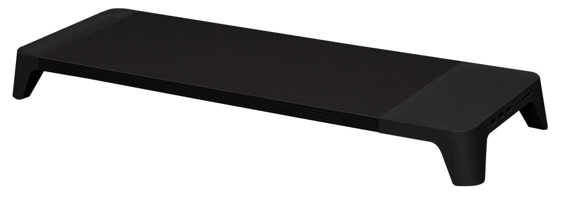 Supporto Monitor da Scrivania 56x20x5,7 cm con Entrata USB e Base di Ricarica Wireless Nero