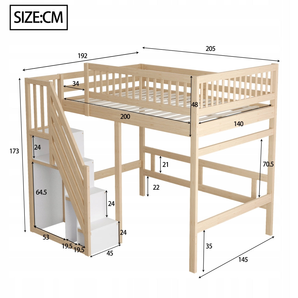 Letto in legno 140x200 - Xylo - Con sponde senza materasso