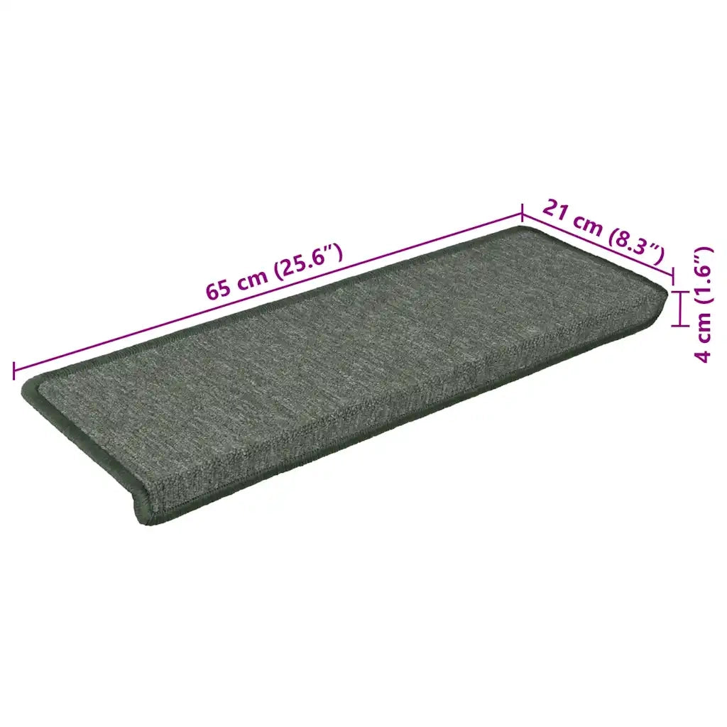 Tappetini per scale 30 pz 65x21x4 cm Verde scuro con bordo rettangolare 3365773