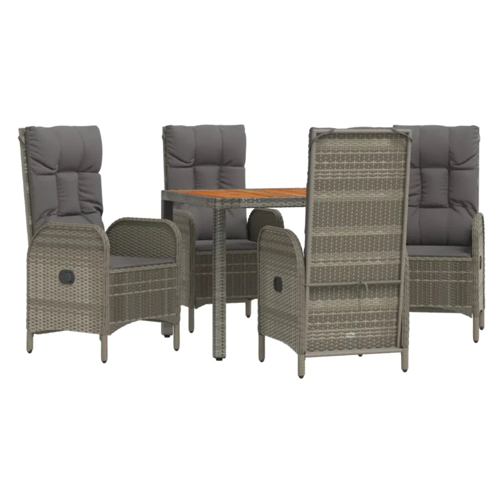 Set da Pranzo da Giardino 5 pz con Cuscini in Polyrattan Grigio 3185039