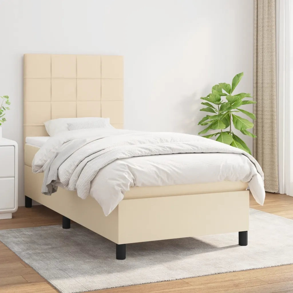 Giroletto a Molle con Materasso Crema 100x200 cm in Tessuto 3141758