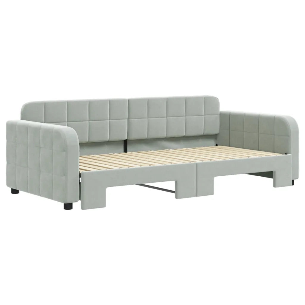Divano letto | Sof¨¤ letto | Letto singolo Estraibile Grigio Chiaro 90x190 Velluto