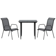 Set da Pranzo da Giardino 3 pz | Set Salotto da Giardino Nero in Acciaio e Textilene