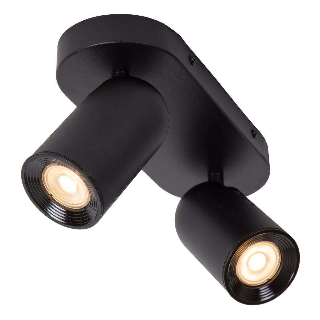 Faretto soffitto doppio orientabile nero 2xGU10 Lucide Punch
