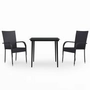 Set Mobili da Pranzo per Giardino 3 pz | Set Salotto da Giardino Nero