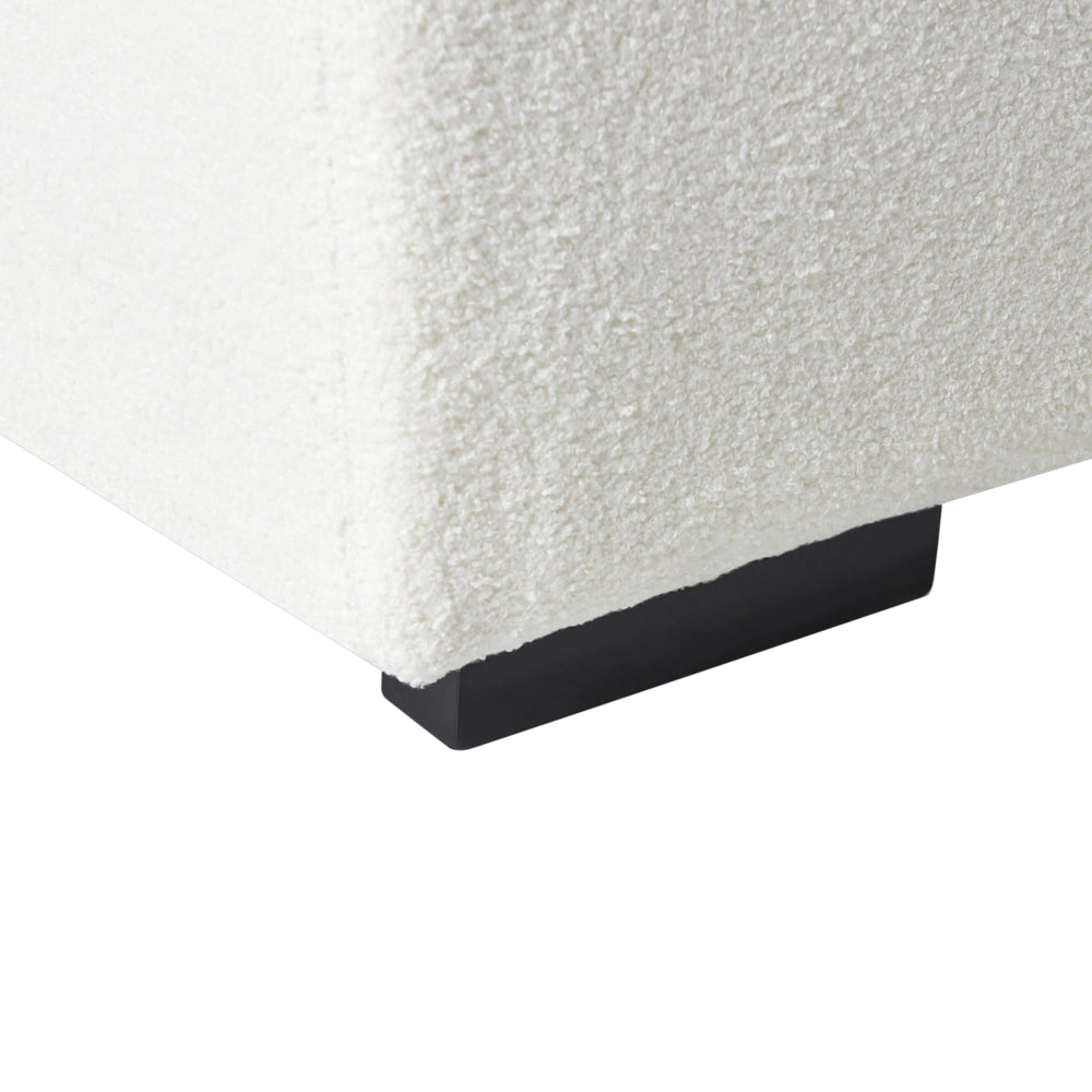 Ottomana in bouclè bianco 80 x 80 x 35 cm quadrata Soggiorno moderno