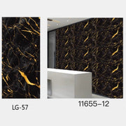 Trade Shop - Pannello Adesivo Effetto Marmo Nero Con Oro Pareti Paraschizzi 300 X 60cm Stanza -