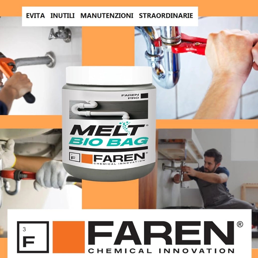 Faren melt bio bag trattamento per scarichi e fosse biologiche 300 gr. 2 pezzi