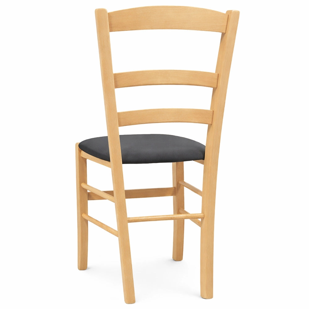 Sedie da sala da pranzo Paesana in legno naturale con seduta imbottita antracite