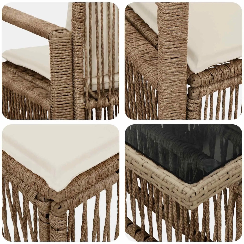 Set Divano da Giardino 11 pz Beige e Bianco Crema polyrattan 3437112