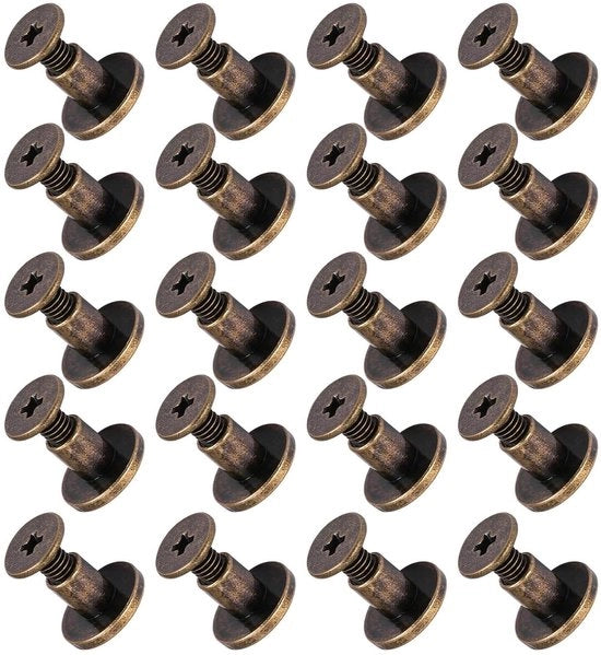Rivetti 20pz Testa Piana Coperchio Acciaio Rivetti Viti Nodi Viti a Piastra Rivetti Capocciotta Accessori per Artigianato (6.5mm)