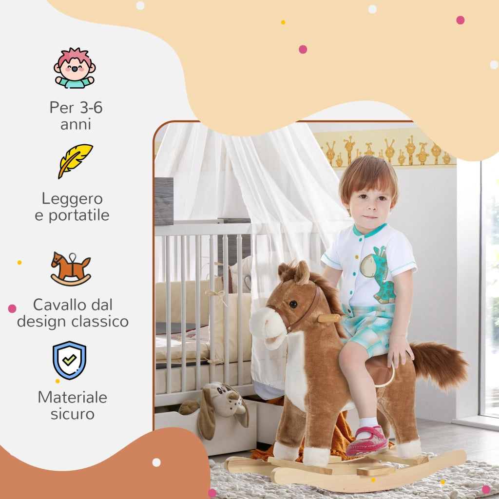 Cavallo a Dondolo per Bambini 36-72 Mesi ¨C Xylo ¨C con Suoni Realistici, Marrone