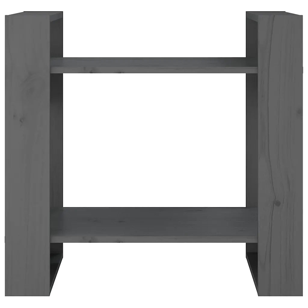 Libreria Divisorio-Scaffale per Libri-Mobile di Stoccaggio Grigio 60x35x57 cm in Legno Massello di Pino