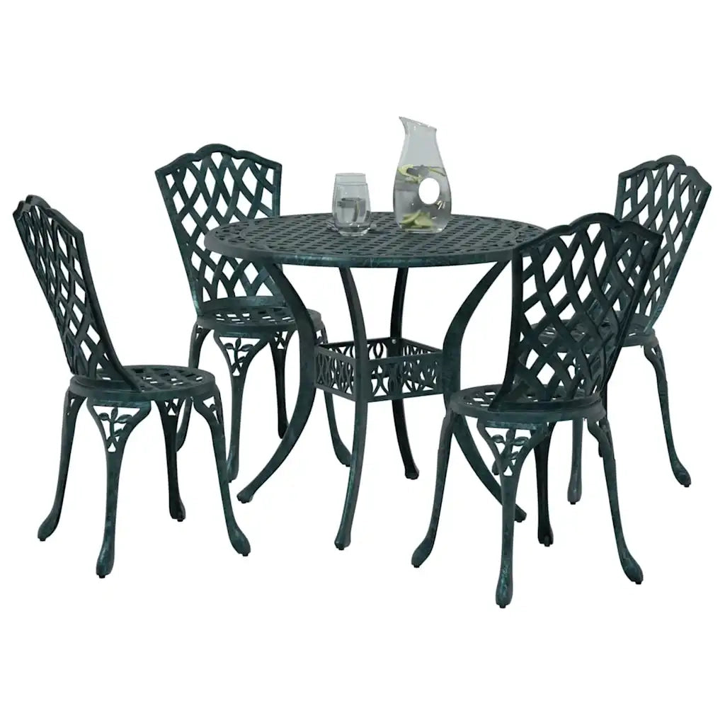 Set da Pranzo per Giardino 5 pcs Verde Alluminio