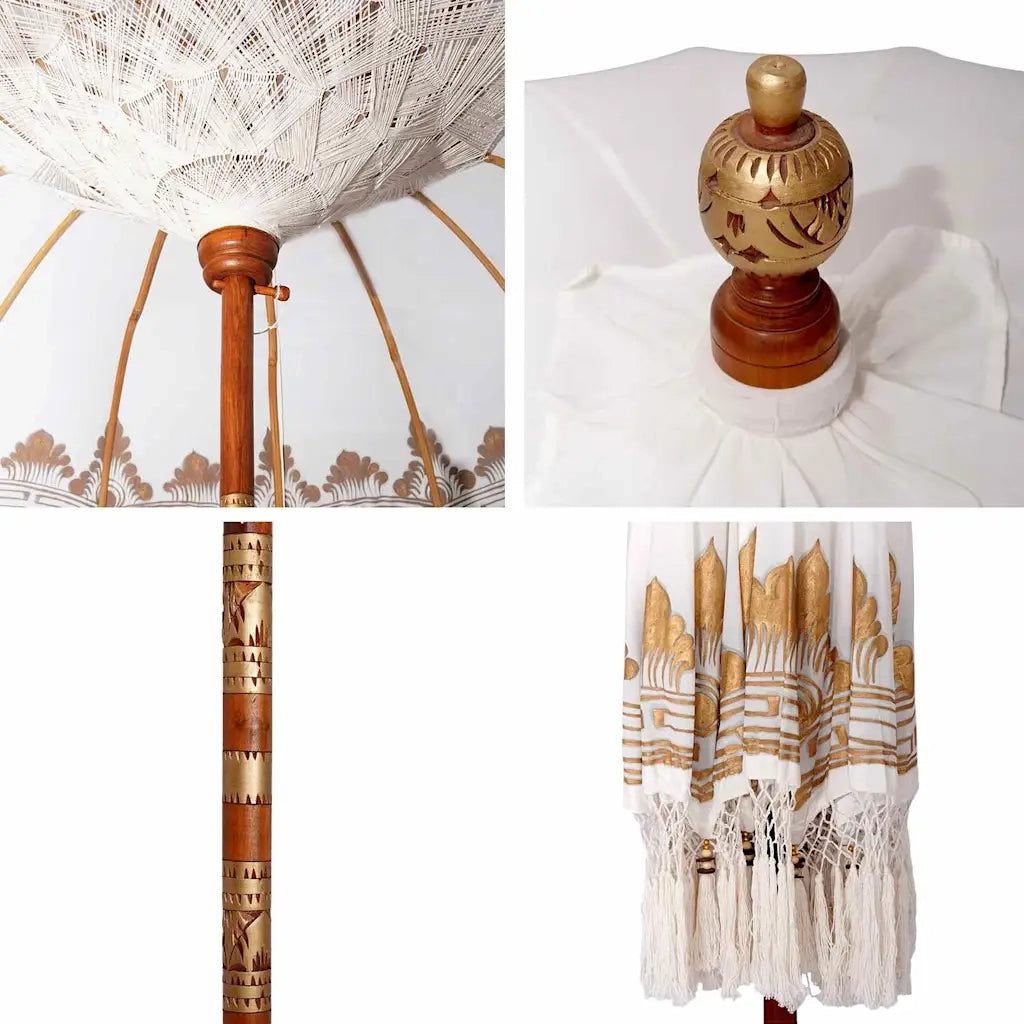 vidaXL Parasol Balinese Crema (210-220) x 260 cm