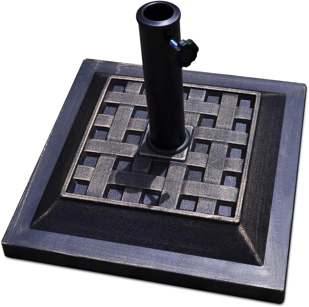 Base per Ombrellone, per Pali da 38-48mm, Base Ombrellone in Resina, 12KG, 44 x 44 x 33 cm, Nero