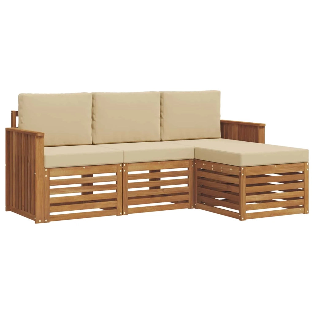 Set di divani da esterno 4 pz Naturale e Beige 3374608