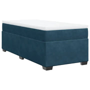 Letto singolo | Letto per adulti | Giroletto a Molle con Materasso Blu Scuro 90x200 cm in Velluto