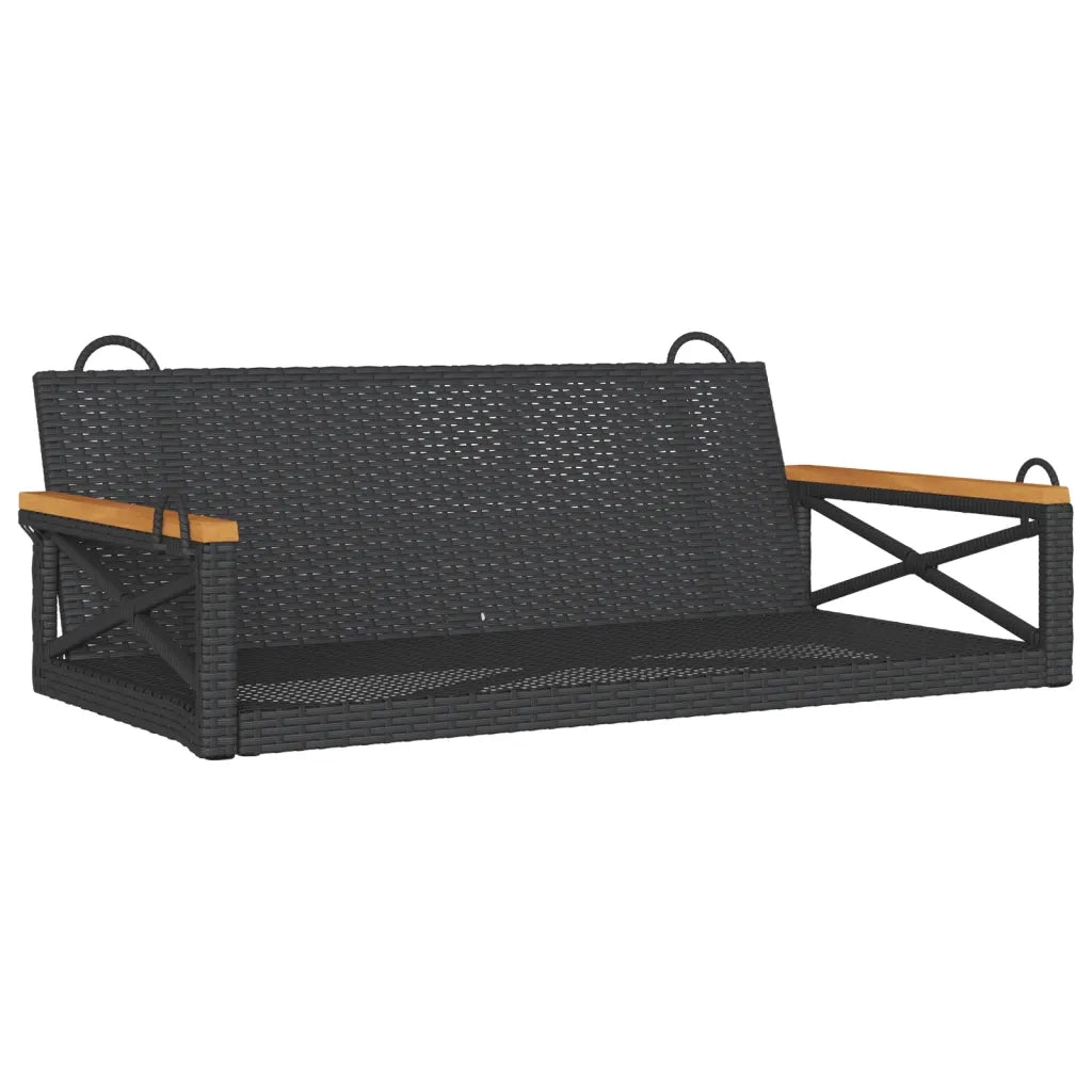 Panca da Giardino | Panchina a Dondolo Nera 109x62x40 cm in Polyrattan