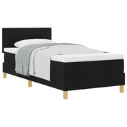 Letto singolo | Letto per adulti | Letto a molle con cuscino con testiera Nero 90 x 200 cm Tessuto