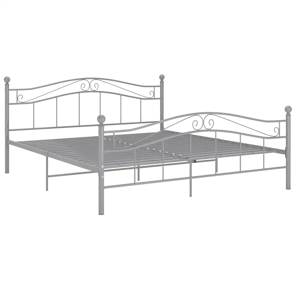 Letto matrimoniale | Letto per adulti | Giroletto Grigio in Metallo 180x200 cm
