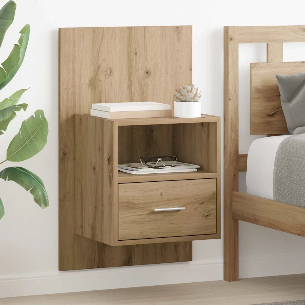 Armadio da Notte 2 pcs Rovere artigianale 50 x 32.5 x 80cm