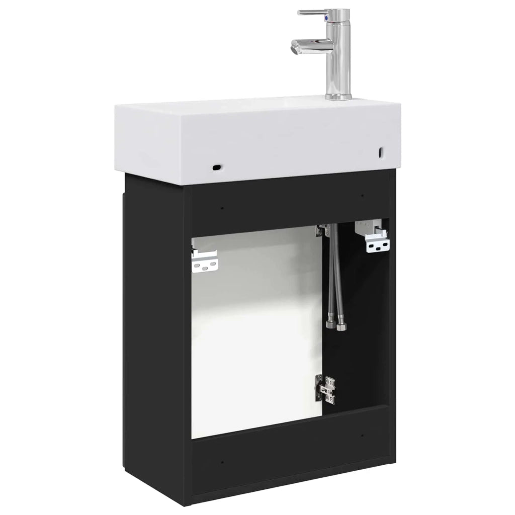 Mobile bagno con rubinetto Nero 45,5 x 22,5 x 84 cm 889502