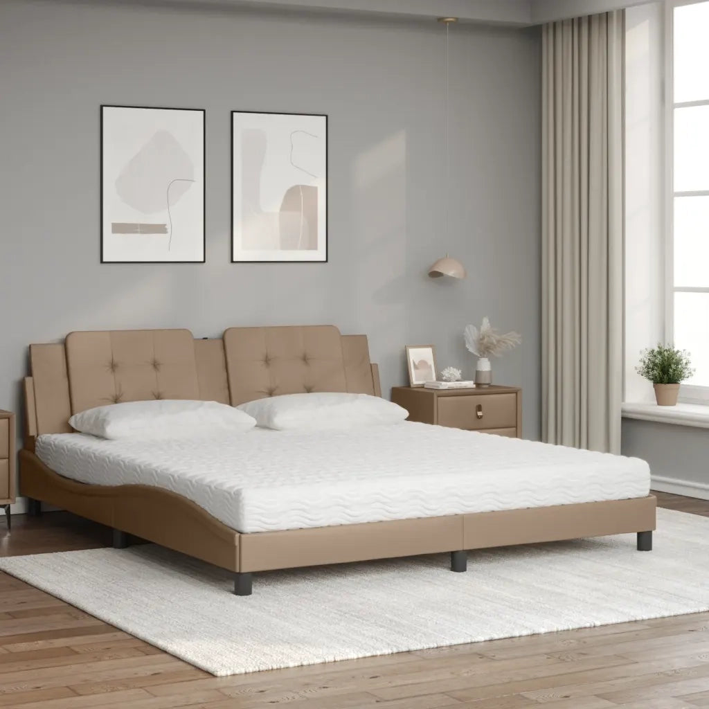 Letto con Materasso Cappuccino 180x200cm Similpelle