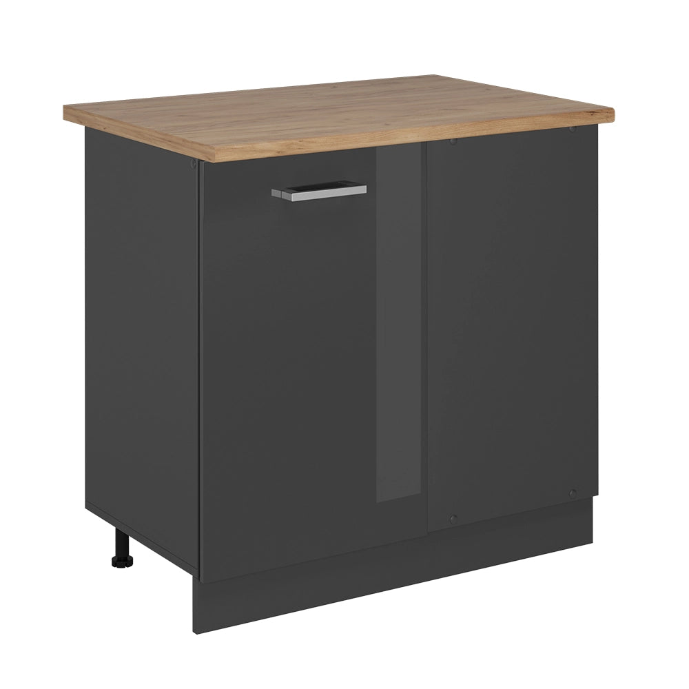 Vicco Mobile ad angolo cucina Antracite lucido 86 cm , PL Rovere