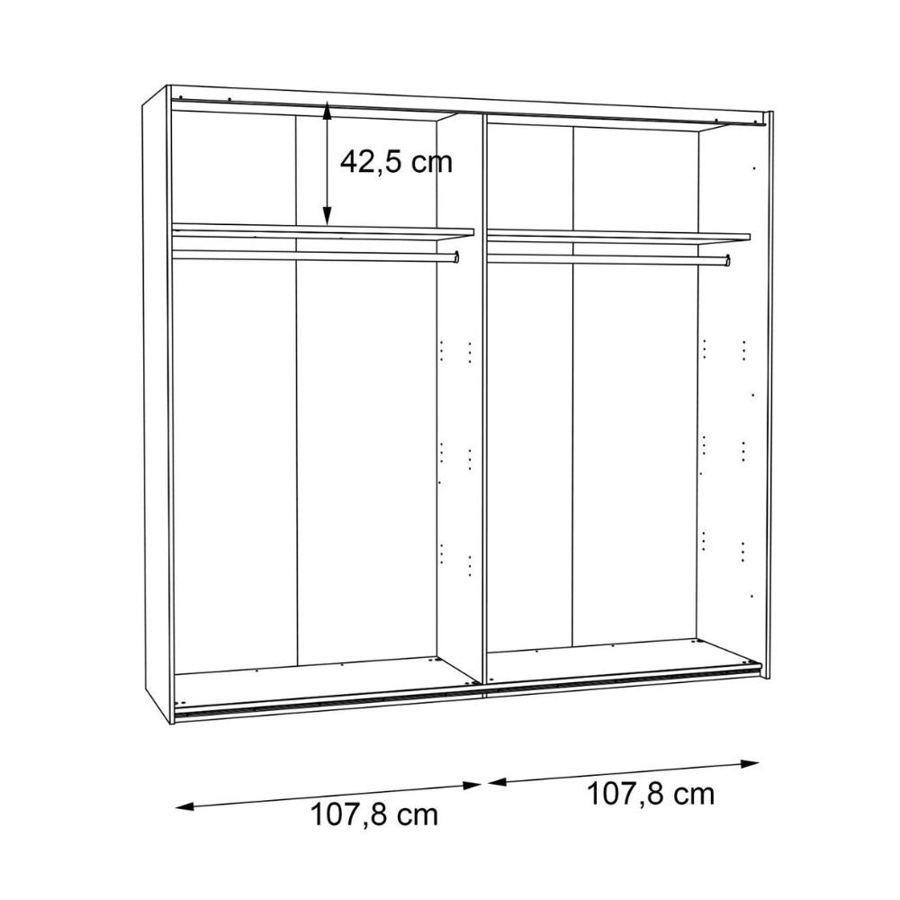 Armadio Zeno 2 ante scorrevoli quercia e grigio cemento 120x42x190.5H