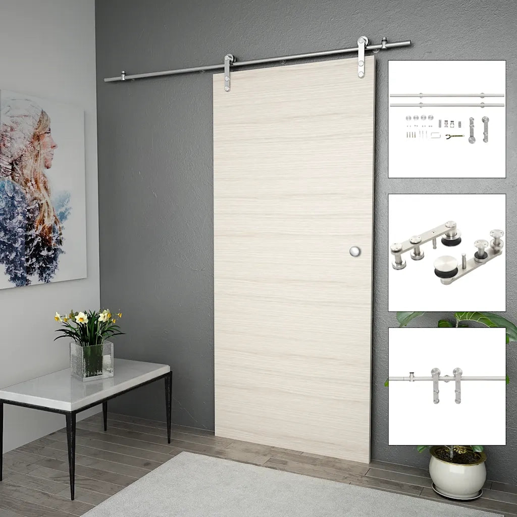 Kit Binari Porta Scorrevole 183cm Acciaio Inossidabile Argento CFW9018356