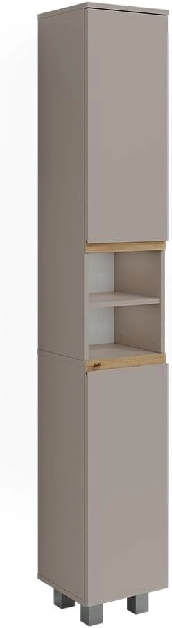 Mobile sottolavabo per bagno J-Shape, Cashmere/Artigianale, 80 x 60.8 cm con 2 cassetti, per la conservazione di articoli da bagno e prodotti per l'igiene
