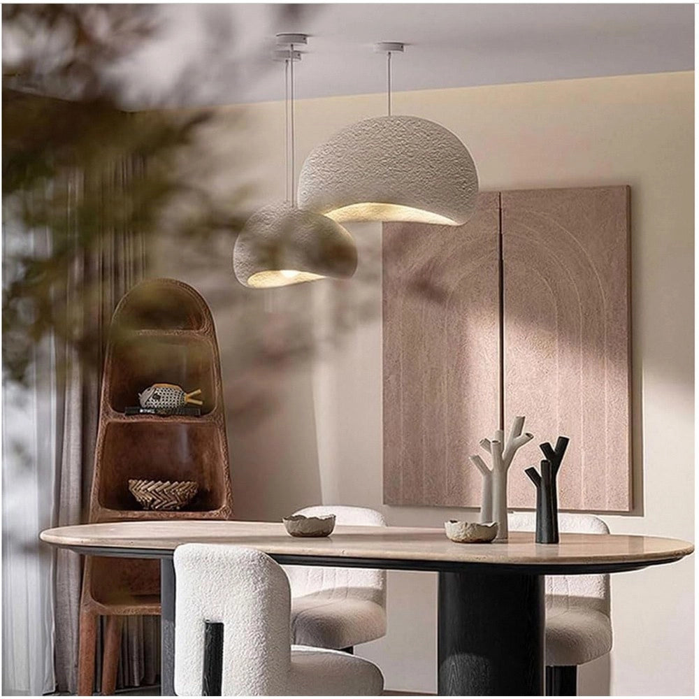 Trade Shop - Lampadario A Sospensione Soffitto Effetto Pietra Bianco ø40/50/60cm Attacco E27 Ip20 B16-b -    -50 Cm   -