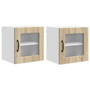 Pensile da cucina | Mobile in vetro da parete PORTO 2 pz Rovere Sonoma