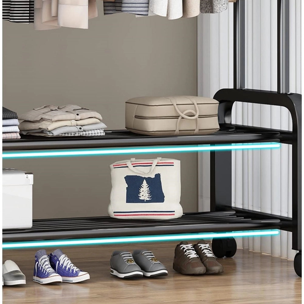 Trade Shop - Appendiabiti Doppia Asta Con Scarpiera Scaffale Espositore Per Ingresso Camera Ufficio -