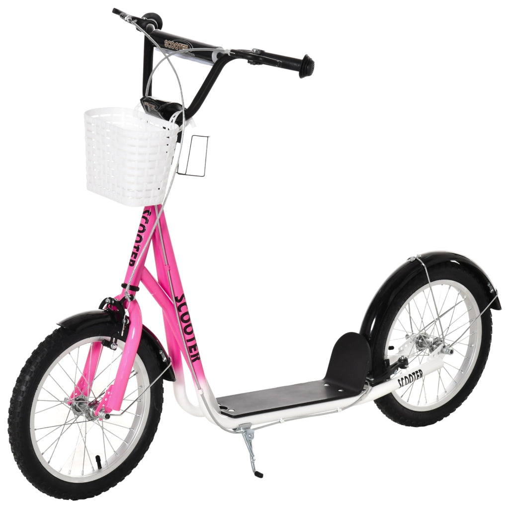 Trotinette per bambini con freno e cestino, regolabile in altezza, per 5-12 anni ¨C Minimal ¨C Bianco e Rosa