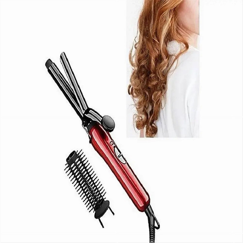 Trade Shop - Ferro Piastra Arricciacapelli Professionale 2in1 Ricci Mossi Con Pettine Gm-2906 -