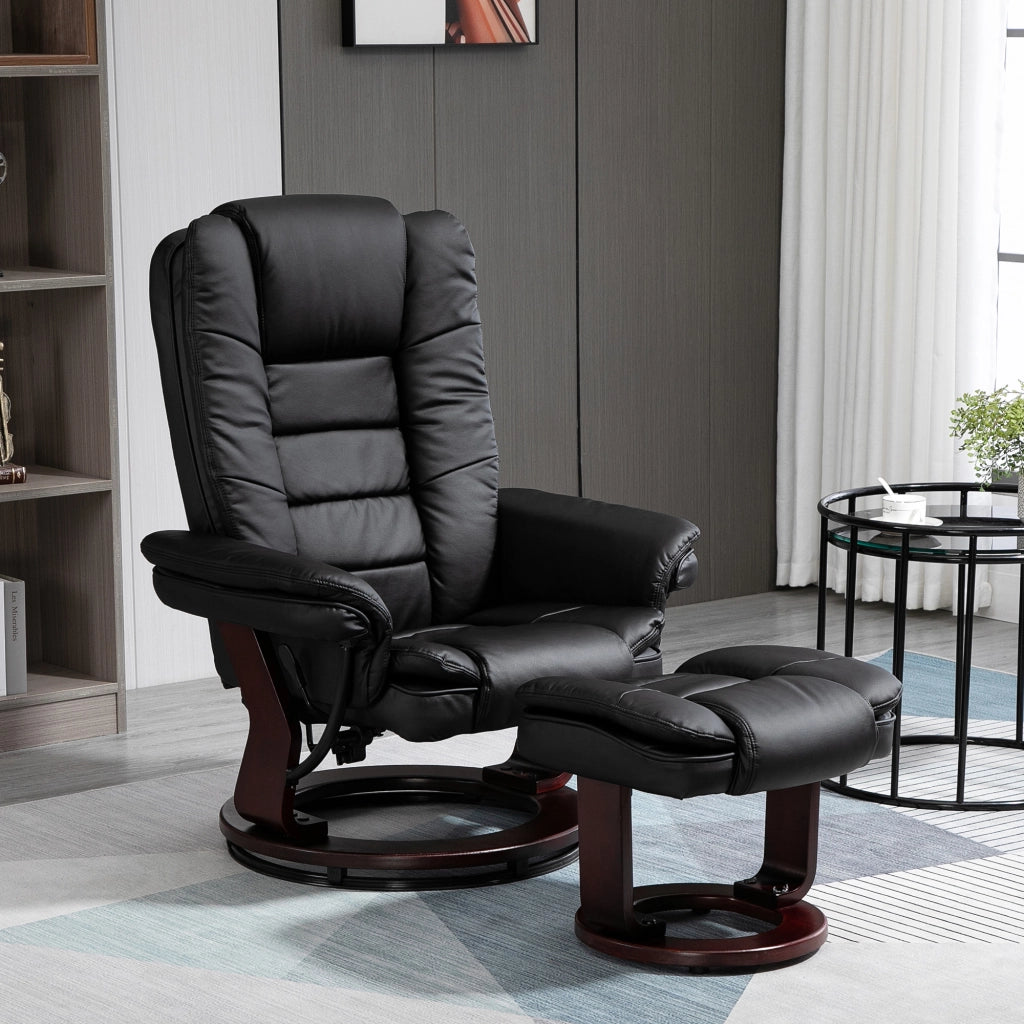 EasyComfort Set Poltrona Relax e Pouf Poggiapiedi, Girevole a 360° e Reclinabile, Similpelle PU