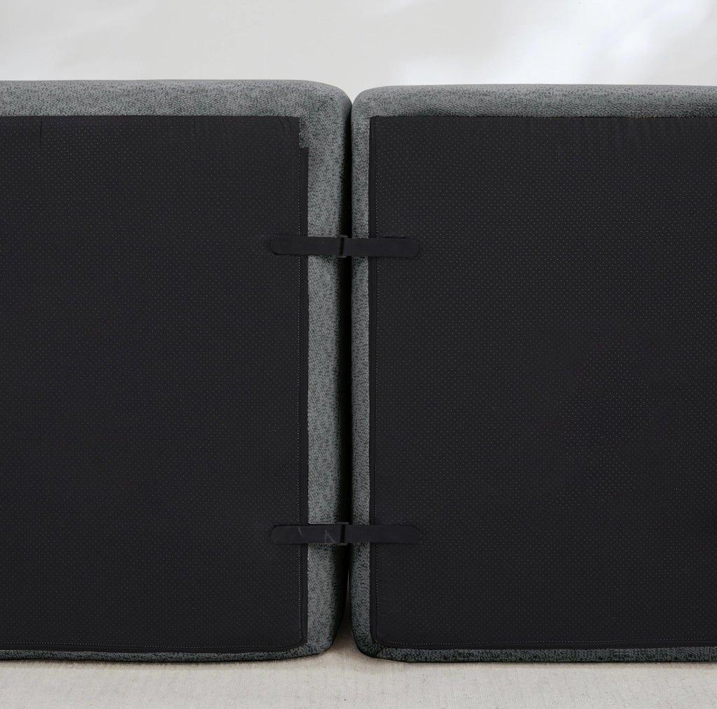 Divano modulare 210x165x79 cm senza montaggio in fleece granulato grigio