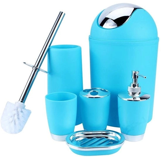 Set di accessori da bagno - 6 pezzi - Dispensatore di sapone - Orecchiette per spazzola da denti - Spazzola per il water - Sostenibile - Materiali di alta qualità - Set da bagno