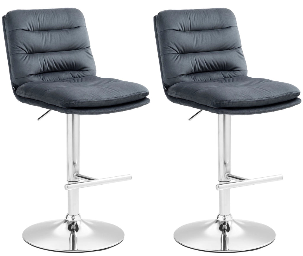 2er Set Barhocker Damar Samt chrom