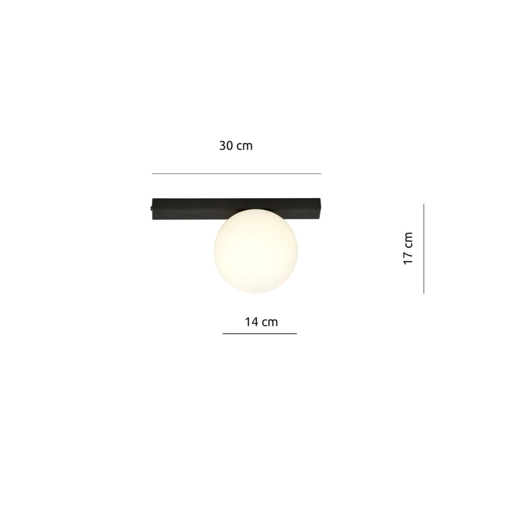 Lampada a plafone FIT in metallo nero e vetro opalino