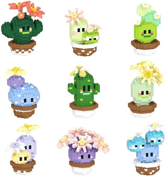 Set di costruzioni mini 9 pezzi - Giocattolo educativo - Cactus da costruire - Regalo per bambini - Avvertenza di sicurezza - Progetto unico