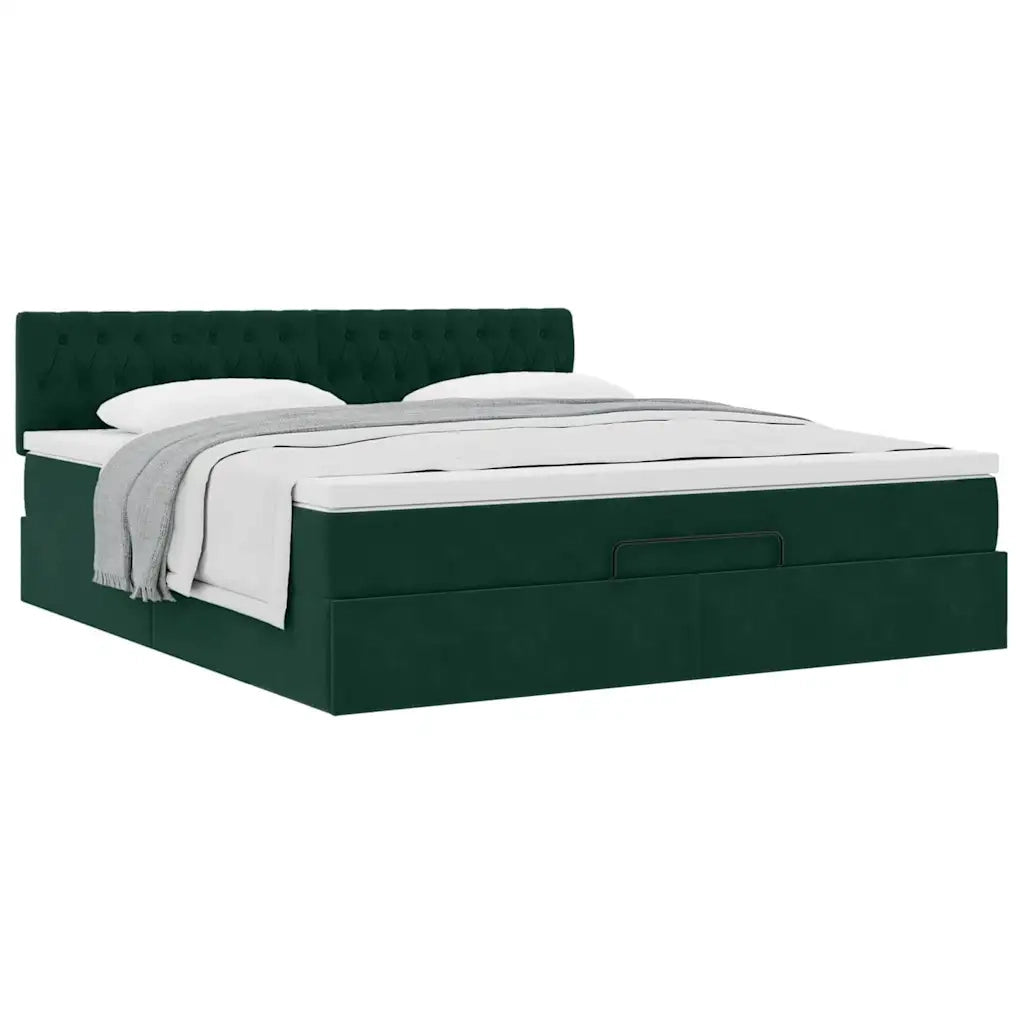 Struttura Letto Pouf con Materasso 160x200 cm in Velluto