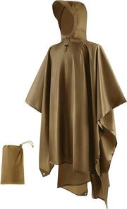 Poncho impermeabile - 3-in-1 giacca impermeabile multifunzionale per uomo e donna - protezione da pioggia per escursioni e campeggio - colore kaki Dimensioni Unico