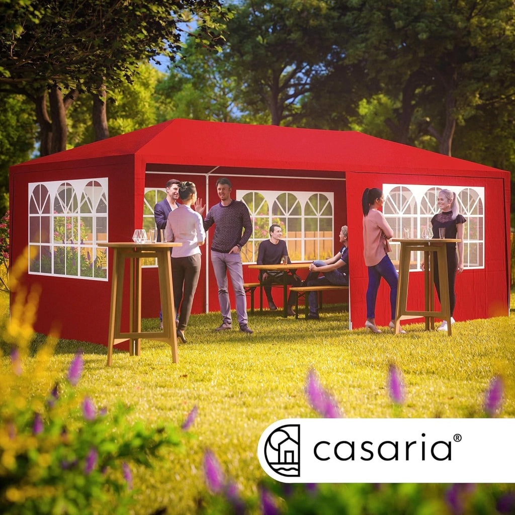 Gazebo da Giardino 3x6m Protezione UV 18m² Idrorepellente 6 Pareti Tenda Feste Padiglione Tendone Giardino