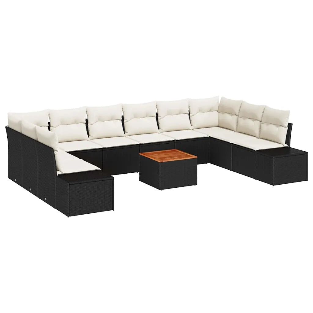 Set Divano da Giardino con archiviazione 11 pcs Nero e bianco 3356675