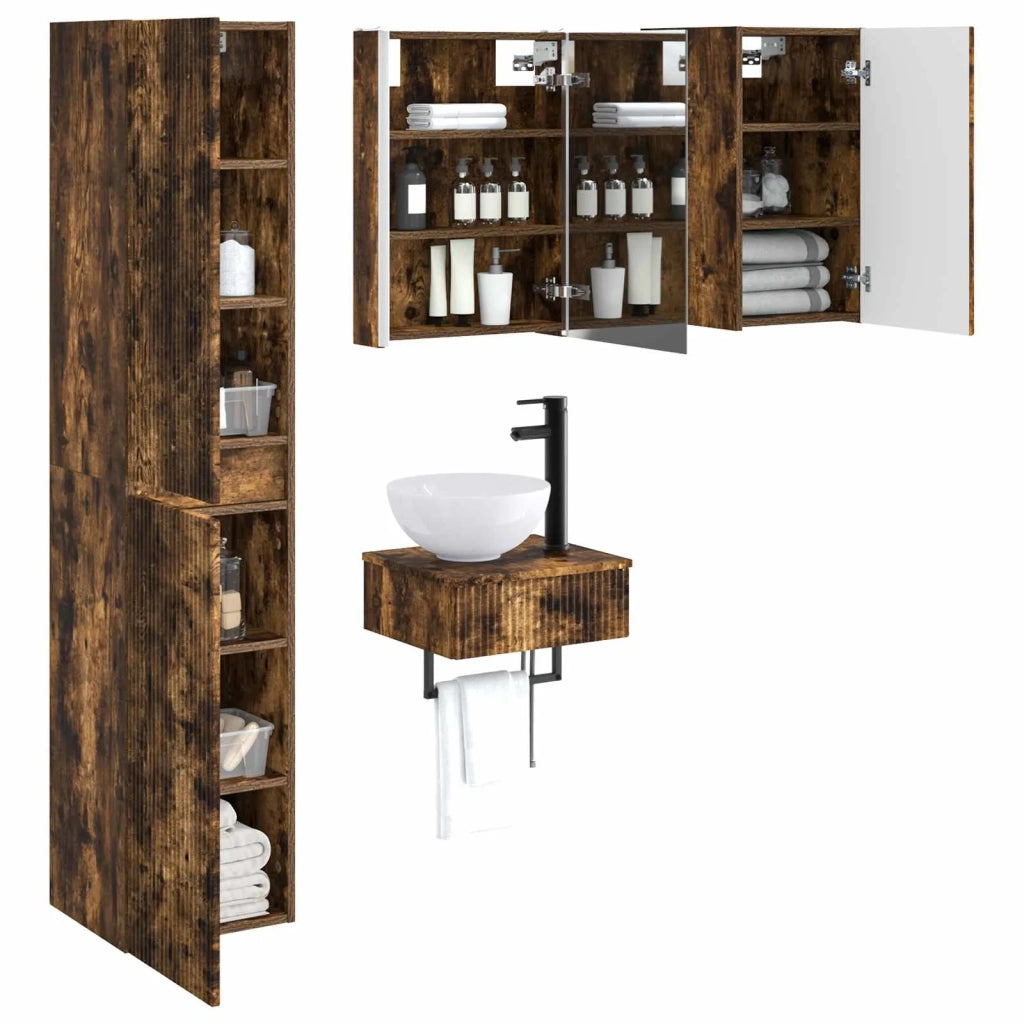 Set di mobili per il bagno 5 pcs Rovere Fumo 3407259