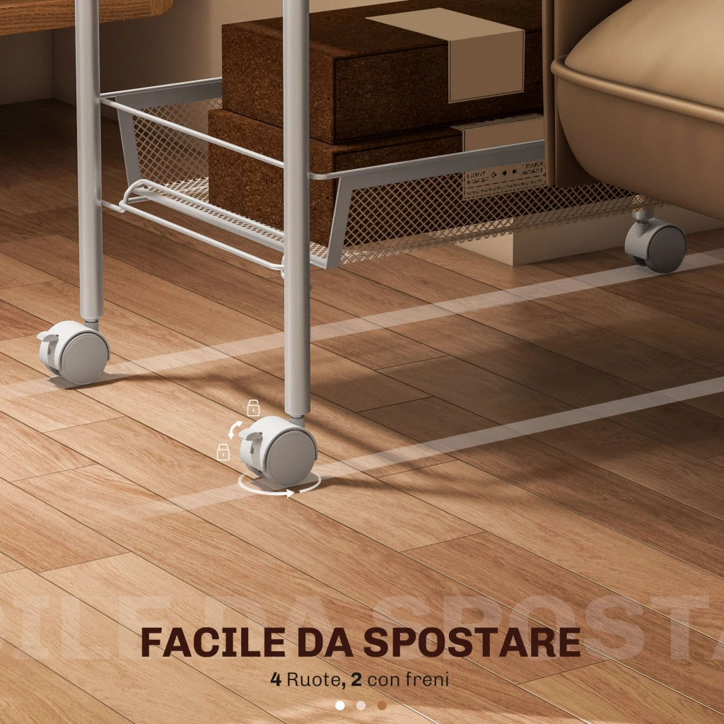 Carrello Cucina Salvaspazio 5 Ripiani ¨C Xylo ¨C Acciaio Bianco 45x26.5x106cm